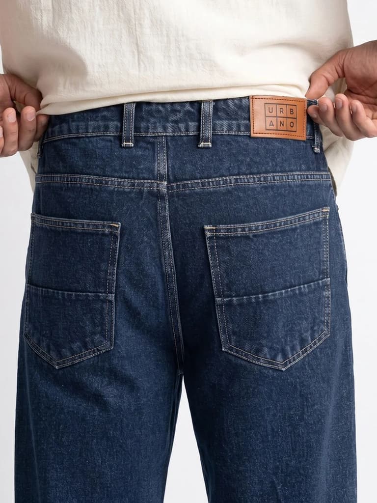 Men's Dark Blue Relaxed Fit Washed Denim Jeans Non-Stretchable — photo 6