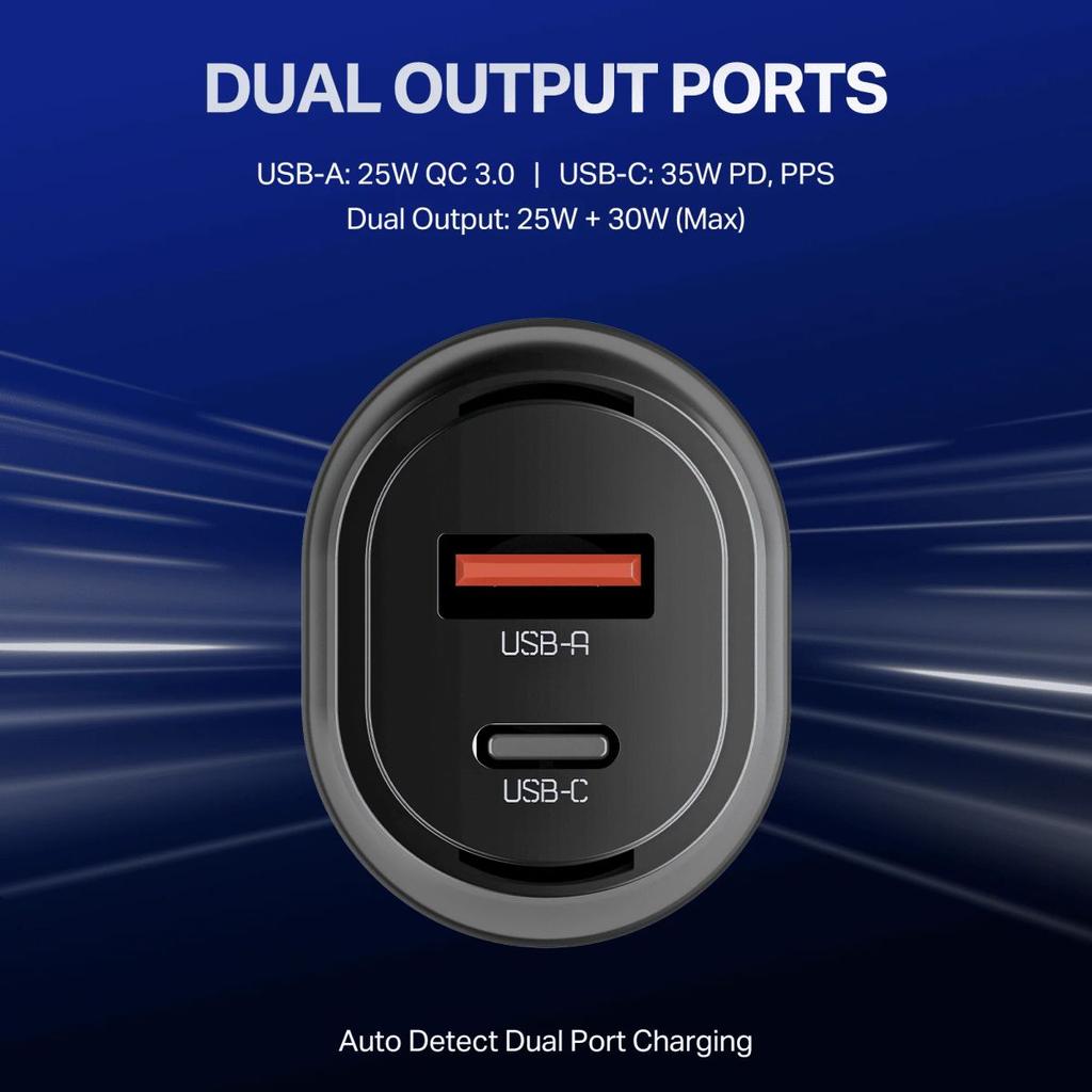 boAt Car Charger 55W | Dual Port Fast Car Charger with 55W Output, Smart IC Protection & Auto Detect Charging