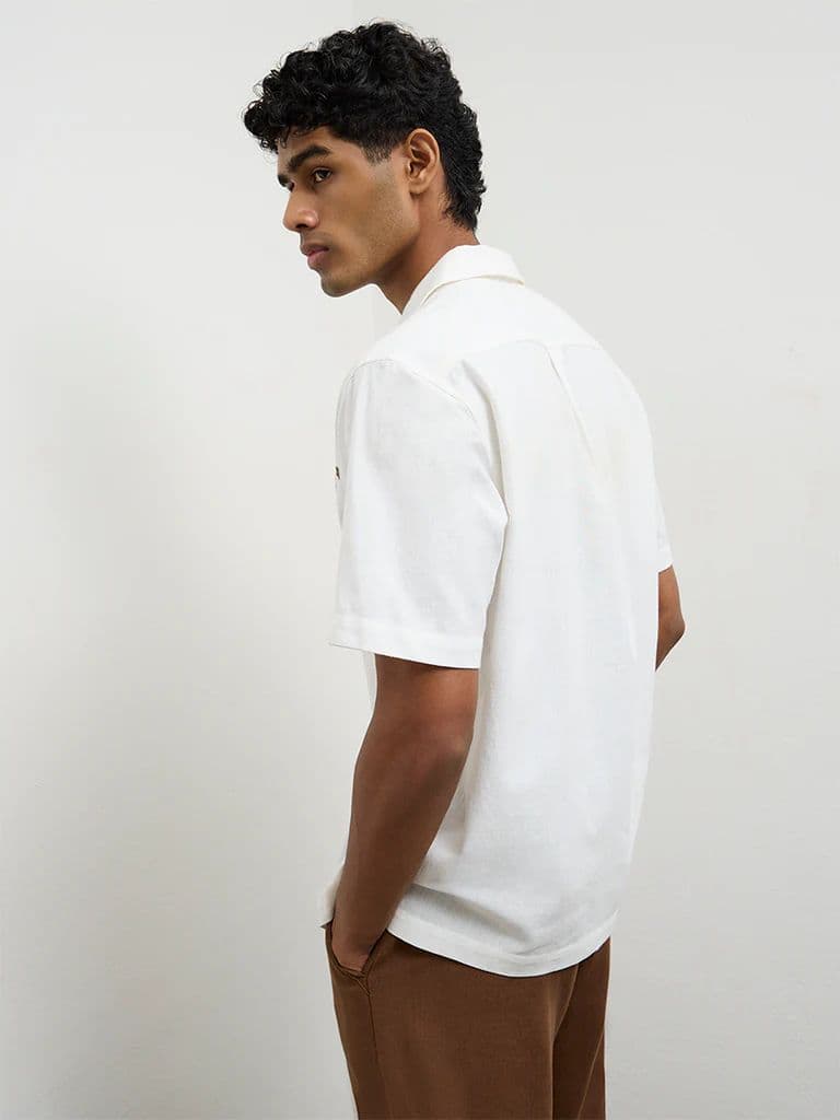 ETA Off-White Embroidered Relaxed-Fit Cotton-Blend Shirt — photo 4