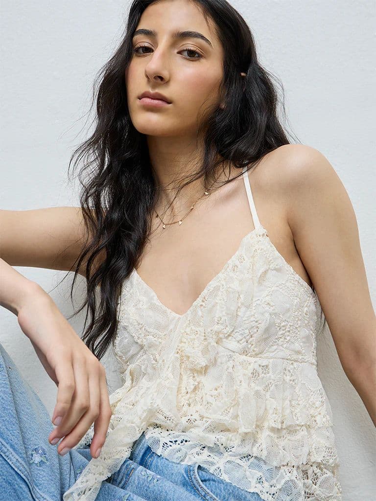 Nuon Off-White Lace Top — photo 3