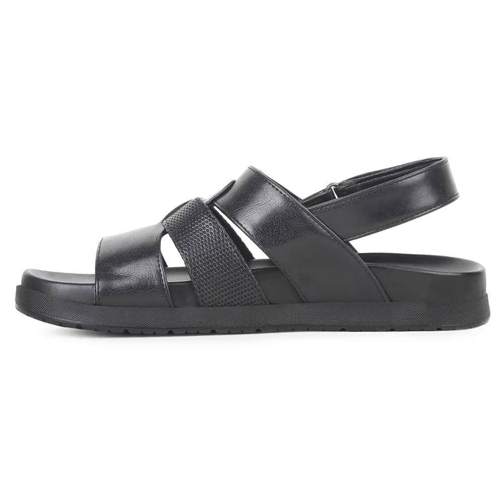 Healers Black Casual Flat Sandal for Men LEEKSER-1E by Liberty — photo 5