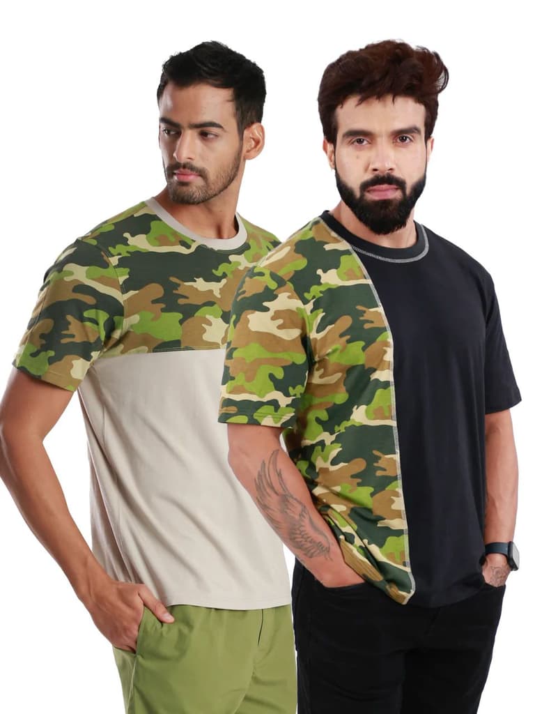 Camo Printed Organic Bamboo T-Shirt (Pack of 2) — Alex Black; Ander Sand / S