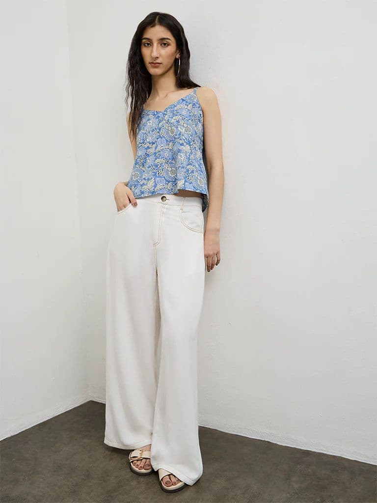 Bombay Paisley Blue Printed Cotton Top — photo 2