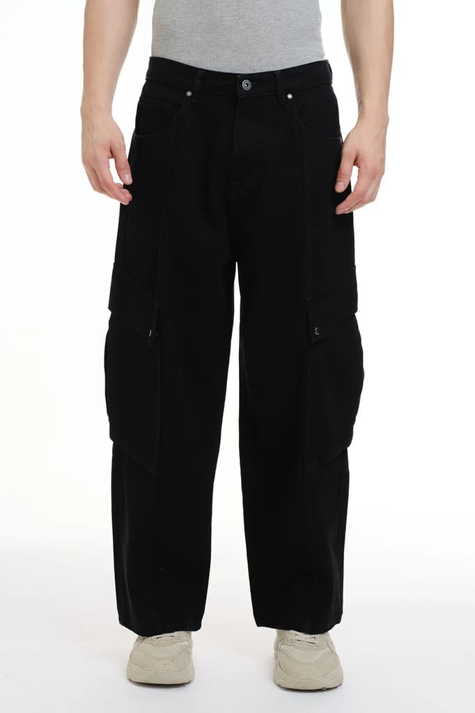 Black Cargo Denim Pants — photo 2
