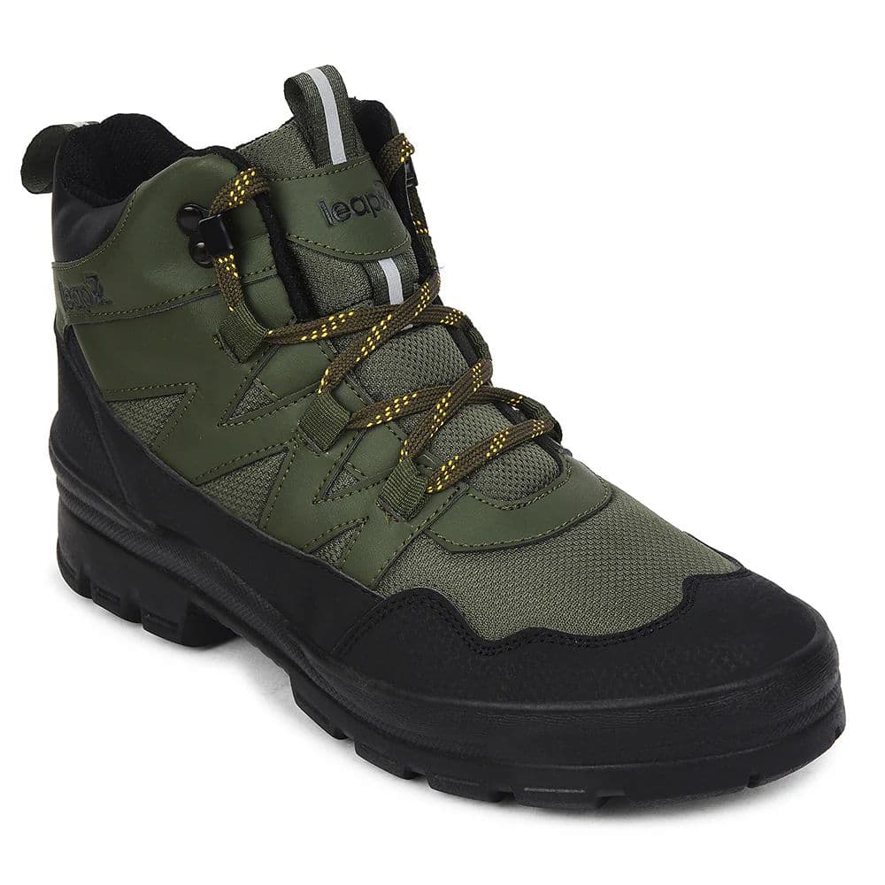 Leap7x Olive Green Sports Lace-Up Trekking Shoes For Men DRAWNER-1E By Liberty — 6/40 / Olive Green