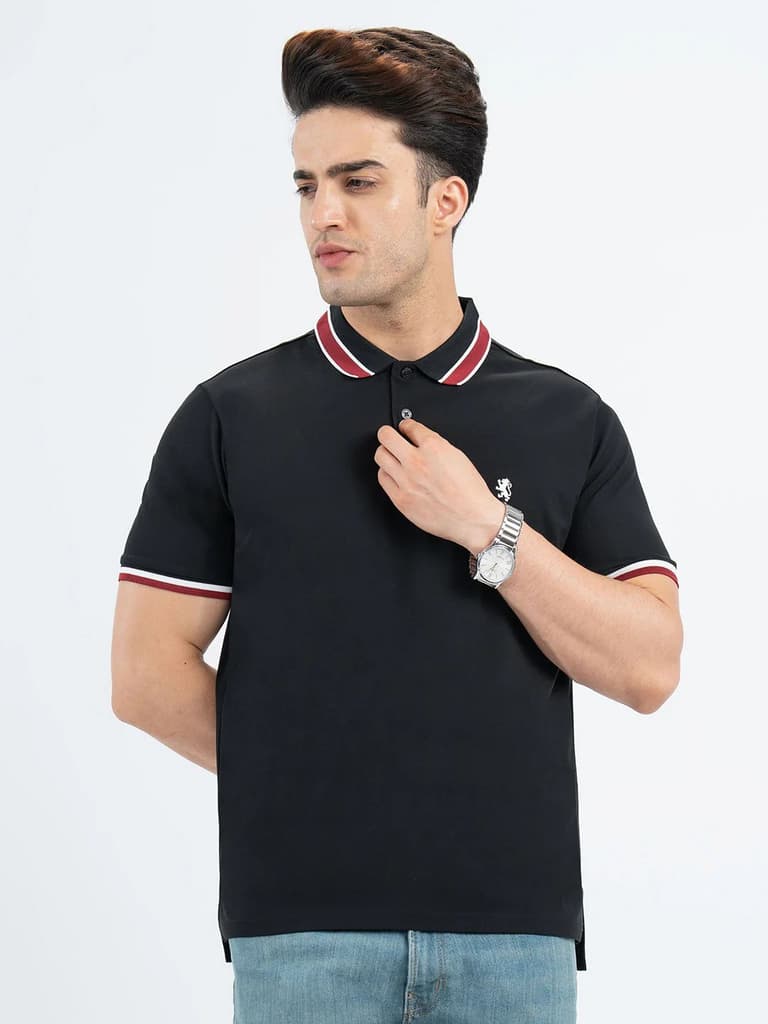 Polo T Shirts for Men in Black | Half Sleeve T Shirt — S / Black