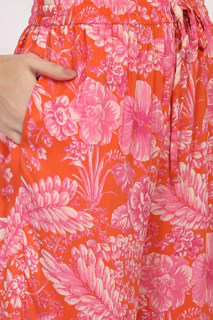 Orange Floral Printed Kaftan Modal Kurta with Pant — photo 8