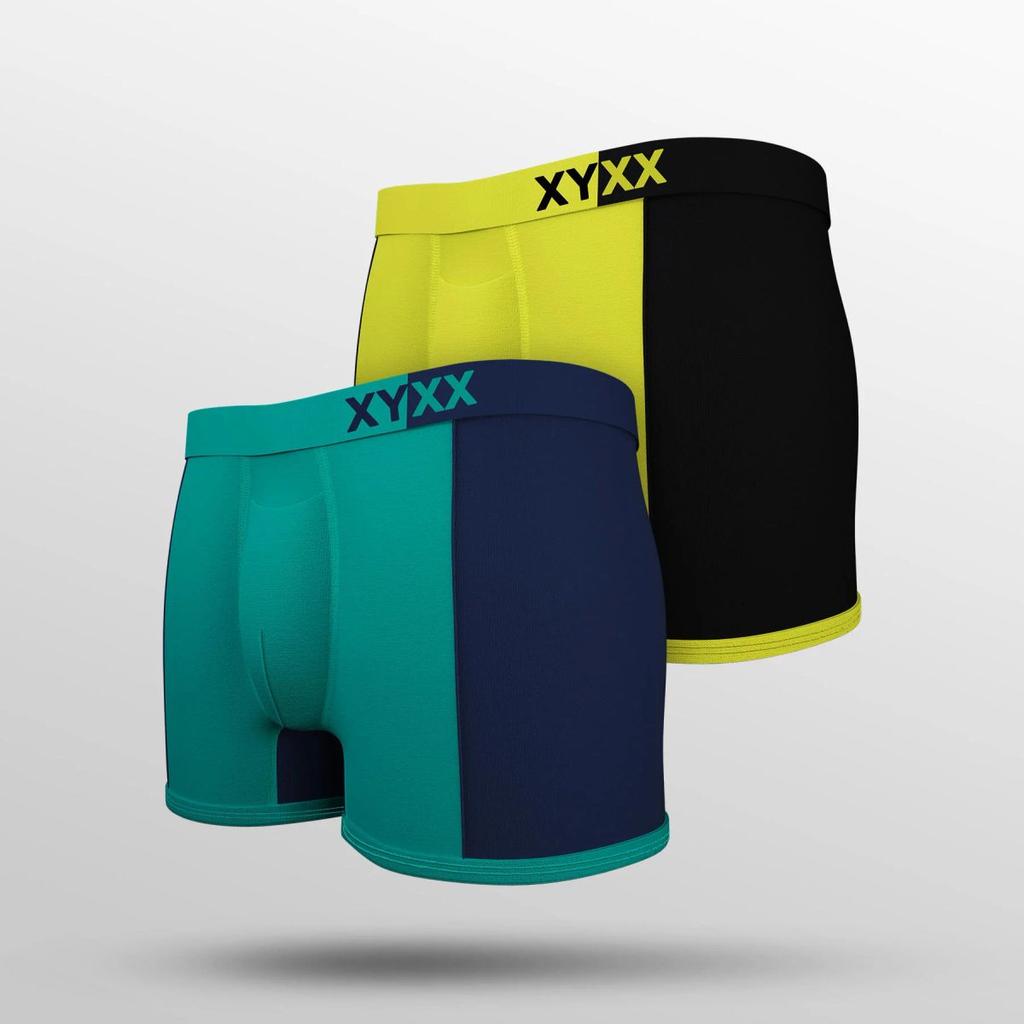 Dualist Modal Trunks Pack of 2 (Aqua Blue, Lime Yellow)
