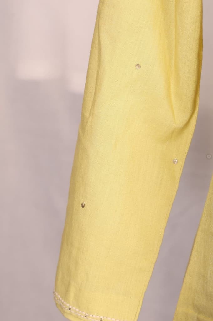 Yellow Chikankari Pure Cotton Straight Kurta — photo 6