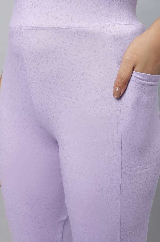 Purple Printed Skinny Fit Yoga Tights With Elasticated Waistband — photo 6