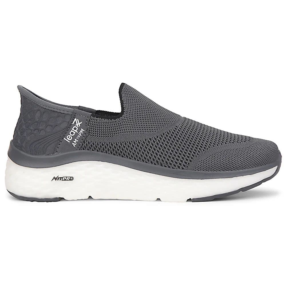 Leap7x Dark Grey Sports Non Lacing Walking Shoes For Men NITRUN-13 By Liberty — photo 2