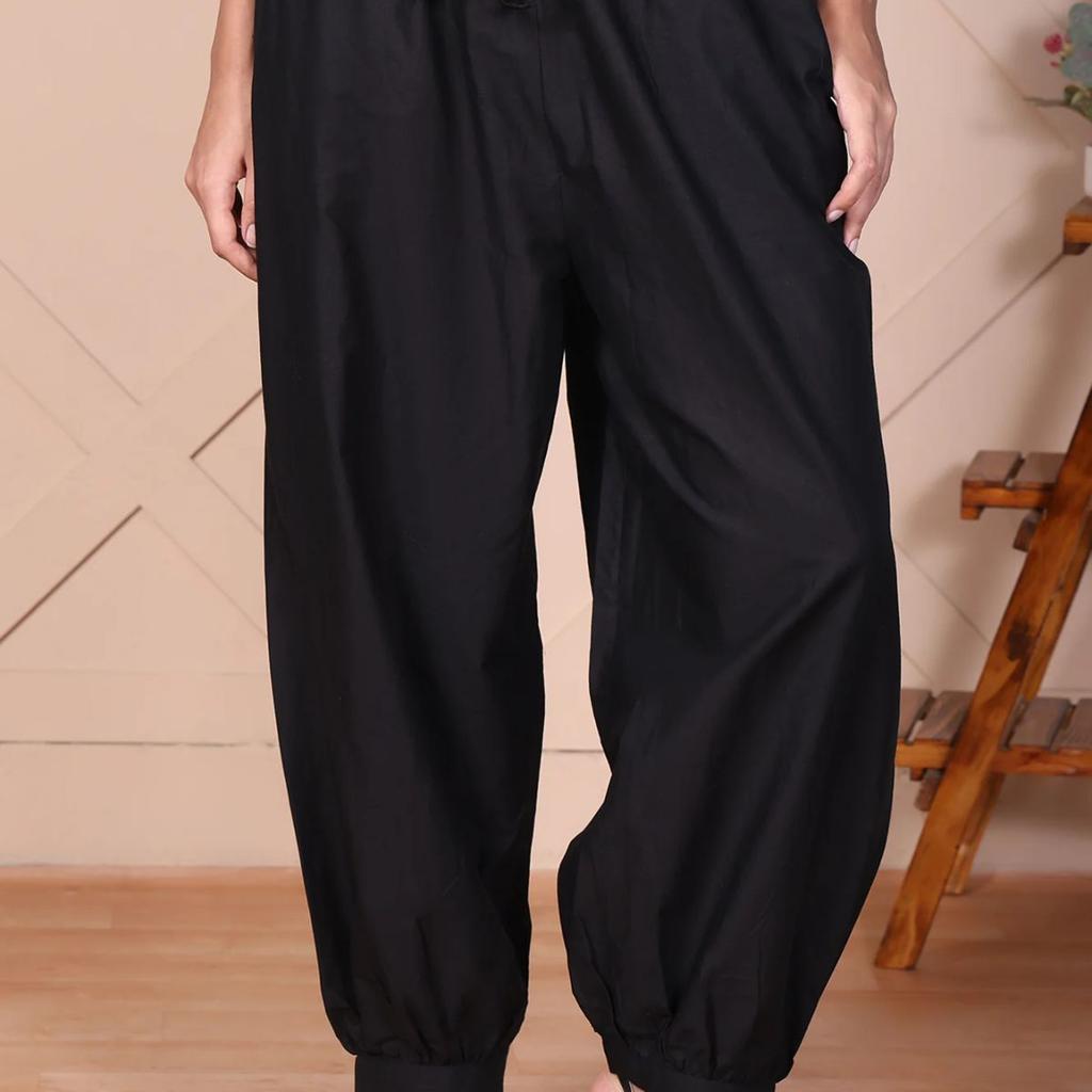 Elleven Women's Black Solid Harem Pants