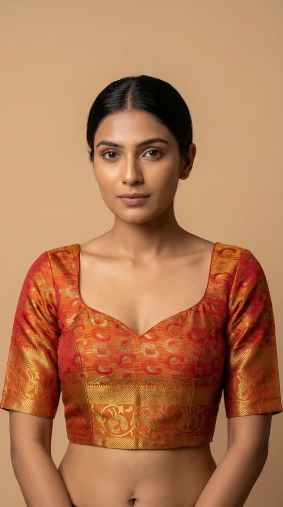 MIMOSA Women's Woven Design Patola Style Raw Silk Saree with Blouse Piece - Rust ( SA00003140RSFREE ) — photo 5