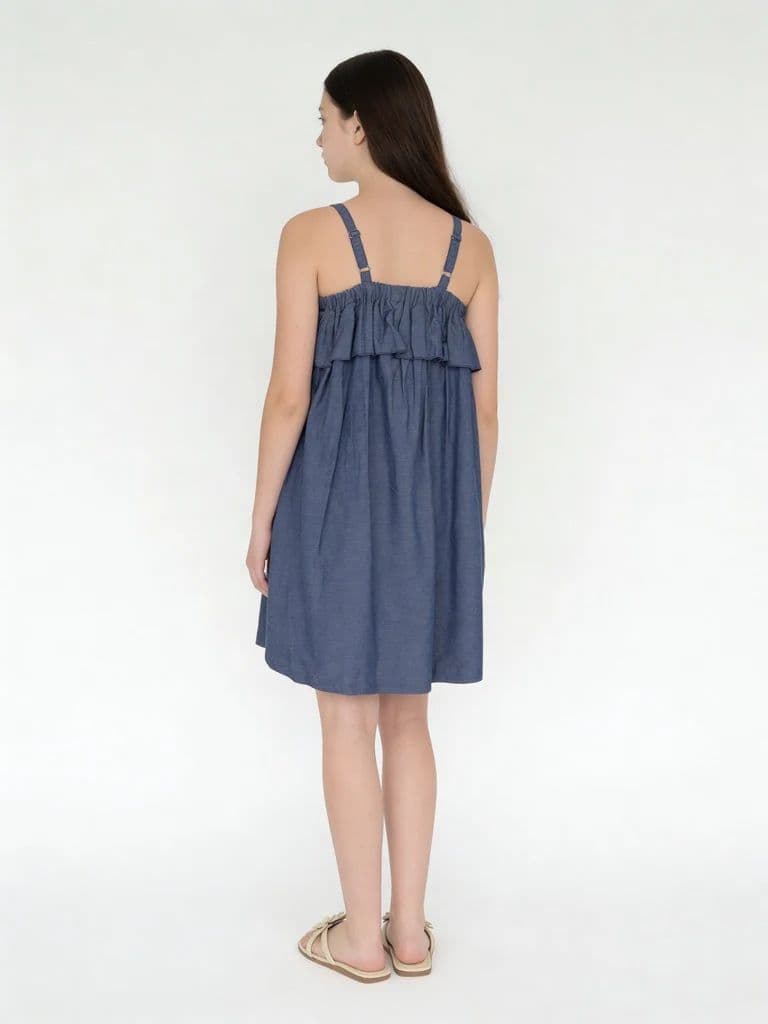 Utsa Kids Girls Blue Embroidered Cotton A-line Dress - (8-14 yrs) — photo 2
