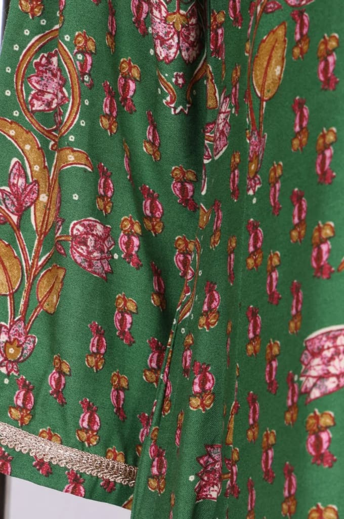 Green Floral Printed Tape Zari Anarkali Kurta — photo 2