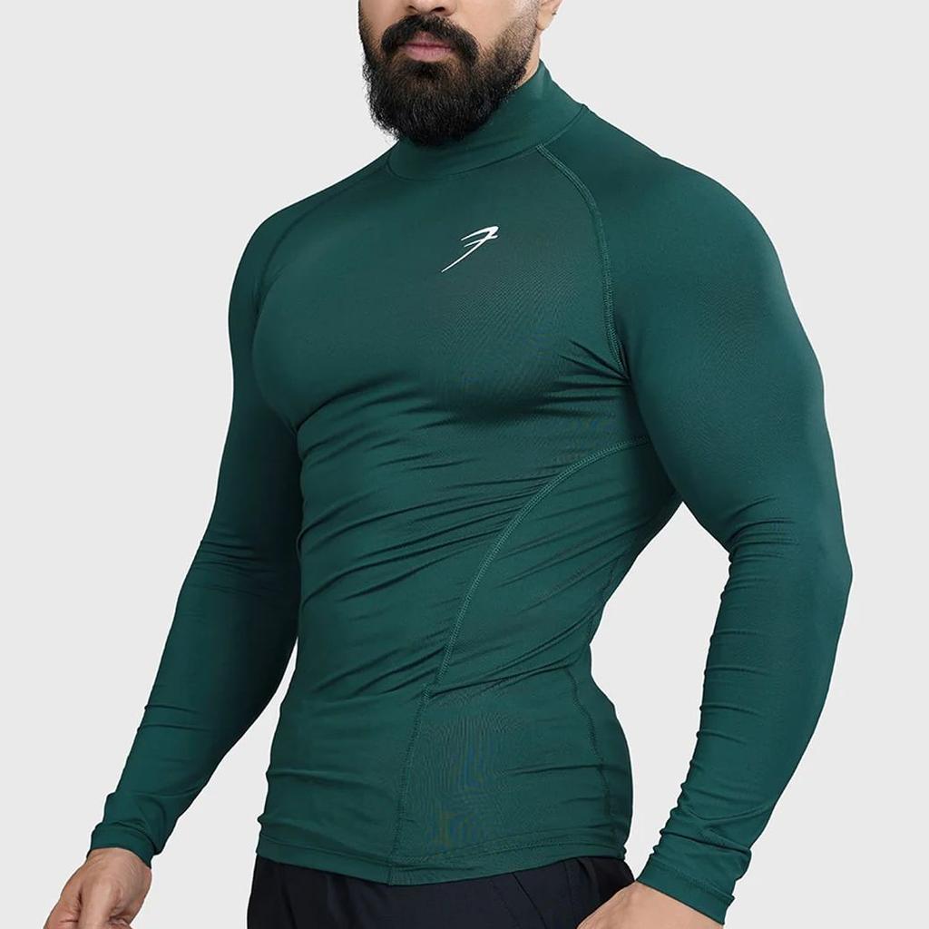 High Neck Compression Full Sleeves T-shirt Emerald