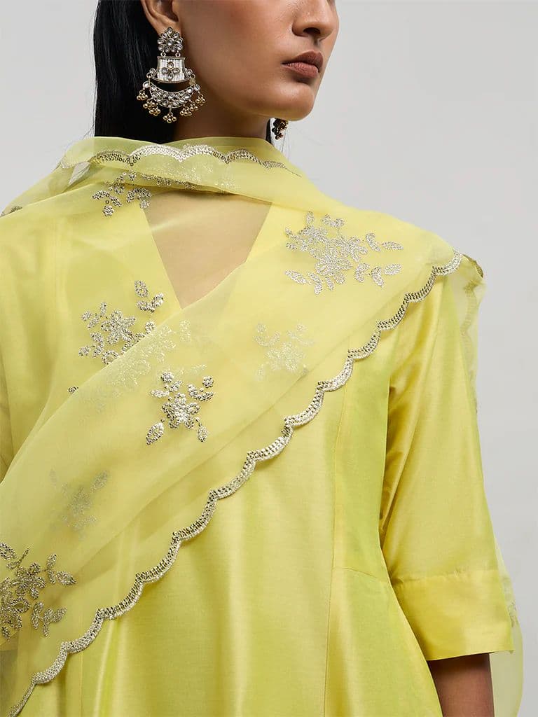 Vark Lime Anarkali Ethnic Set — photo 3
