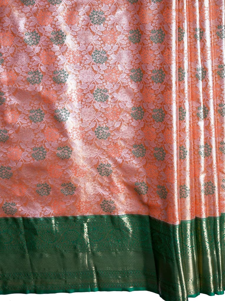 MIMOSA Women's Woven Design Kanjivaram Style Tissue Art Silk Saree with Blouse Piece - Orange ( SA00002922ORFREE ) — photo 6