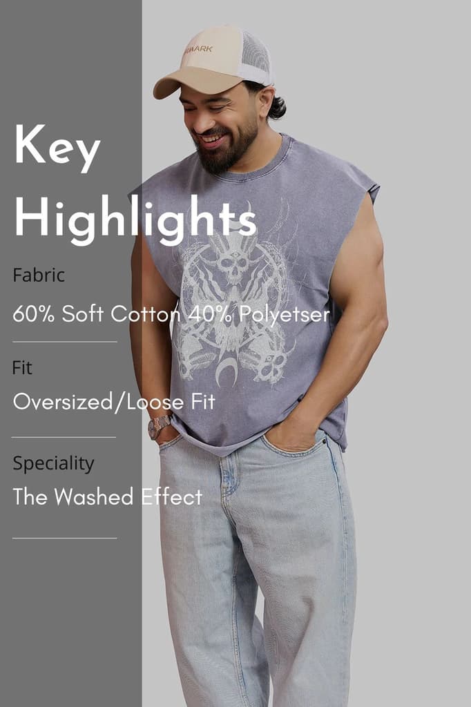 Restricted Washed Capsleeve Tank Light Grey — photo 8