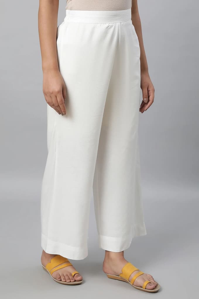 Off White Straight Liva Women Palazzos — photo 4