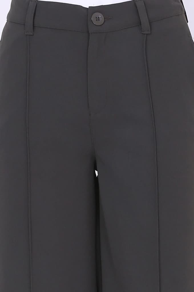 Green Solid Calf Length Culottes with YKK Zipper — photo 6