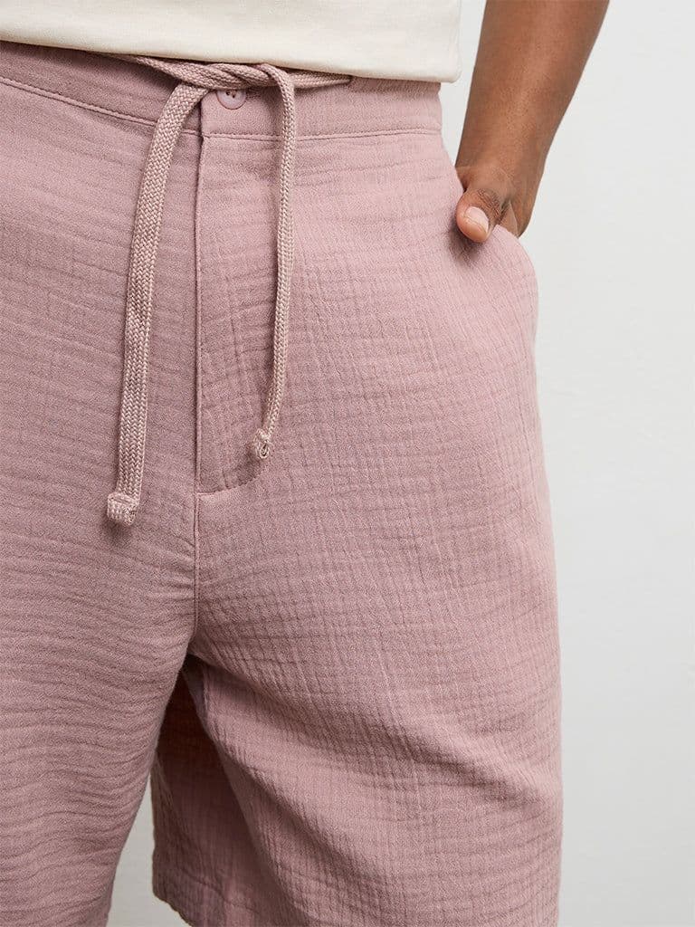 ETA Dusty Pink Relaxed-Fit Mid-Rise Cotton Shorts — photo 3