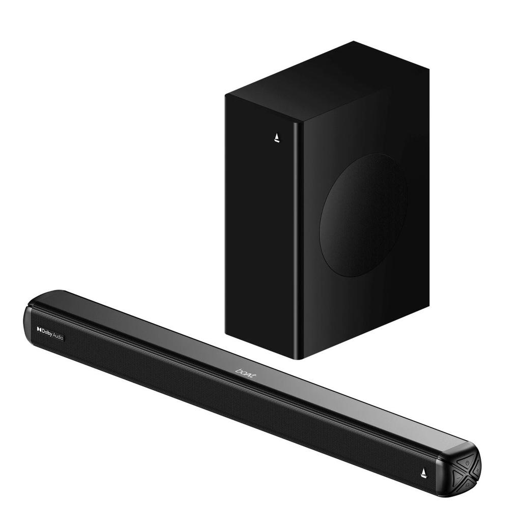 boAt Aavante 2.1 1600D | 160W 2.1 Channel Soundbar with Wired Subwoofer, Multi-Connectivity & EQ Modes — Premium Black