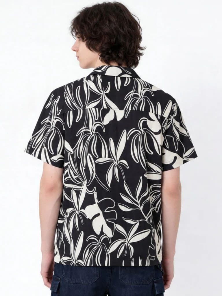 Y&F Kids Boys Black Leaf Pattern Shirt — photo 2
