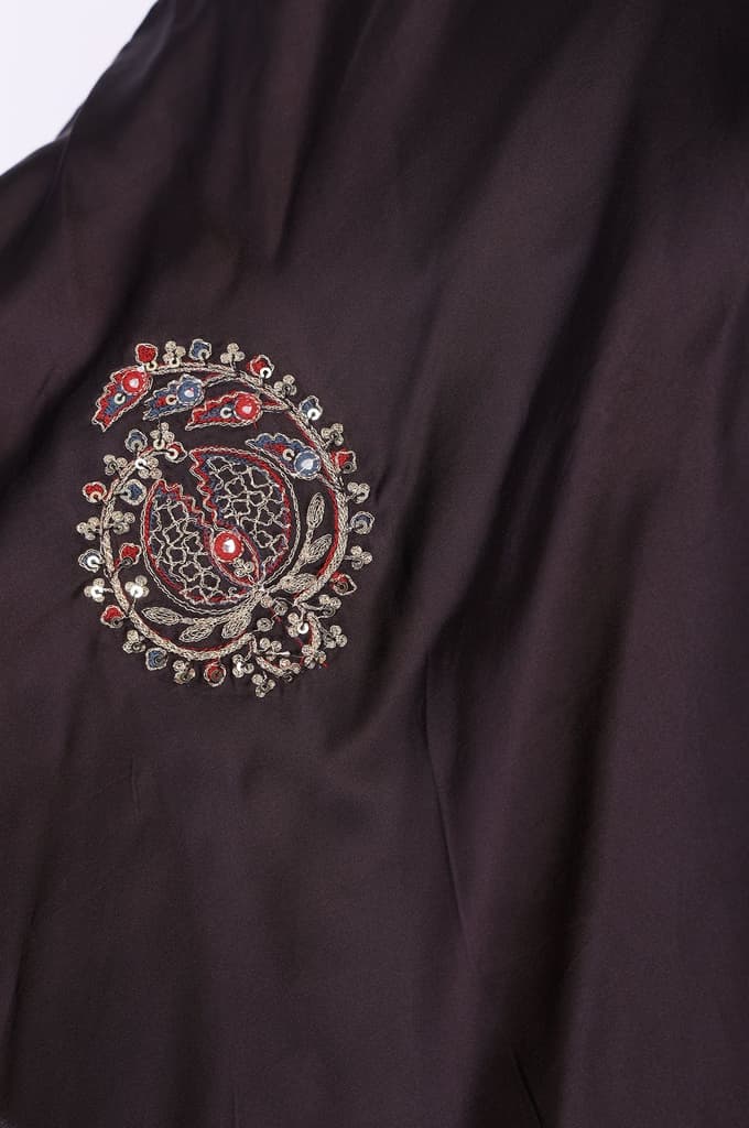 Maroon Embroidered Satin Dupatta — photo 5