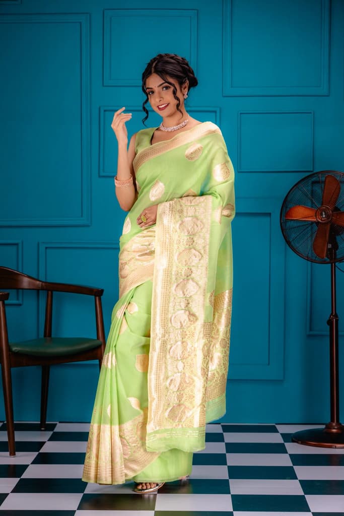 Mimosa Women's Woven Design Banarasi Style Art Silk Saree With Blouse Piece : SA00001754PSFREE — photo 4