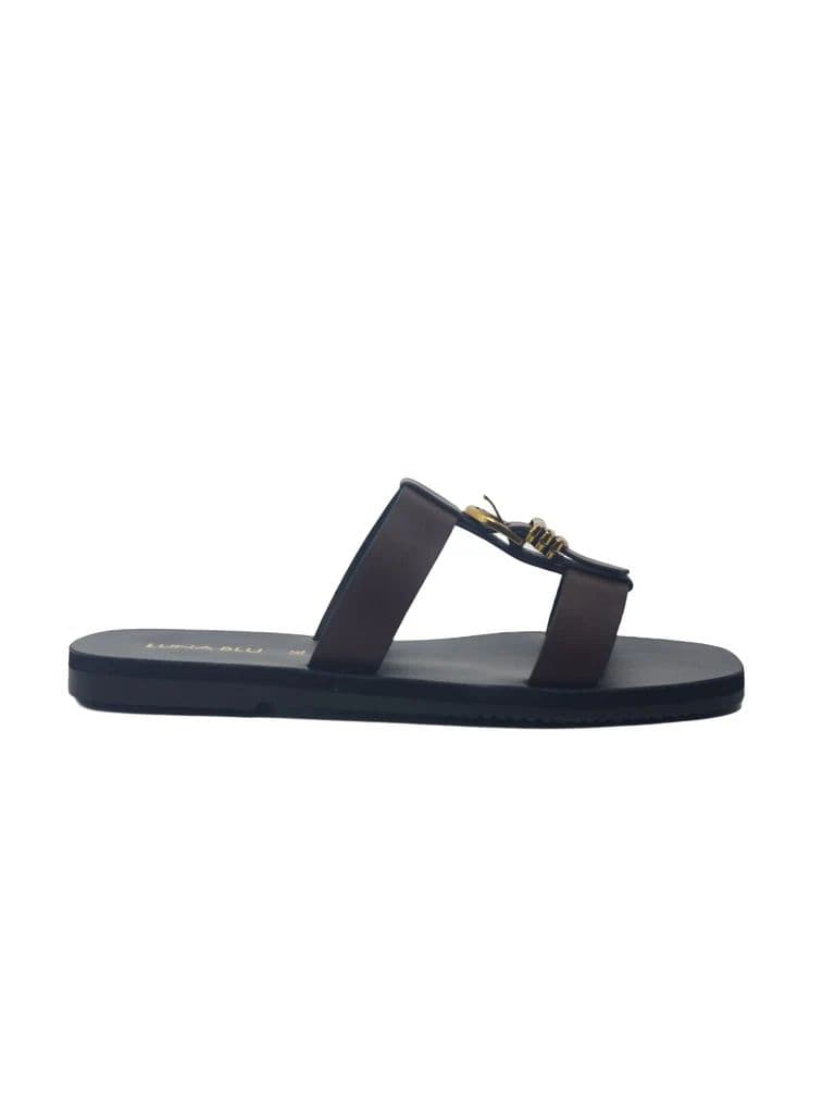 LUNA BLU Burgundy Buckle Detail Flat Sandals — photo 2
