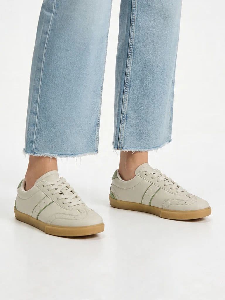 LUNA BLU Ivory Perforated Lace-Up Trainer Sneakers