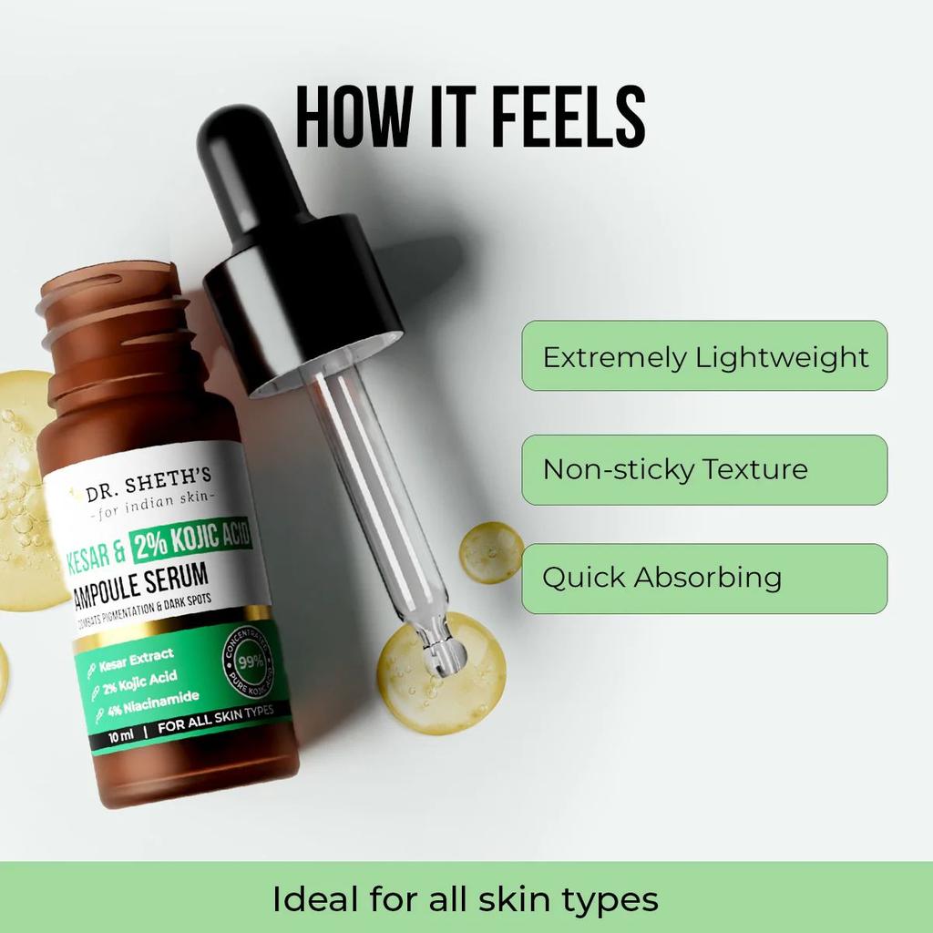 Kesar and 2% Kojic Acid Ampoule Serum - 10ml (Pack of 2)