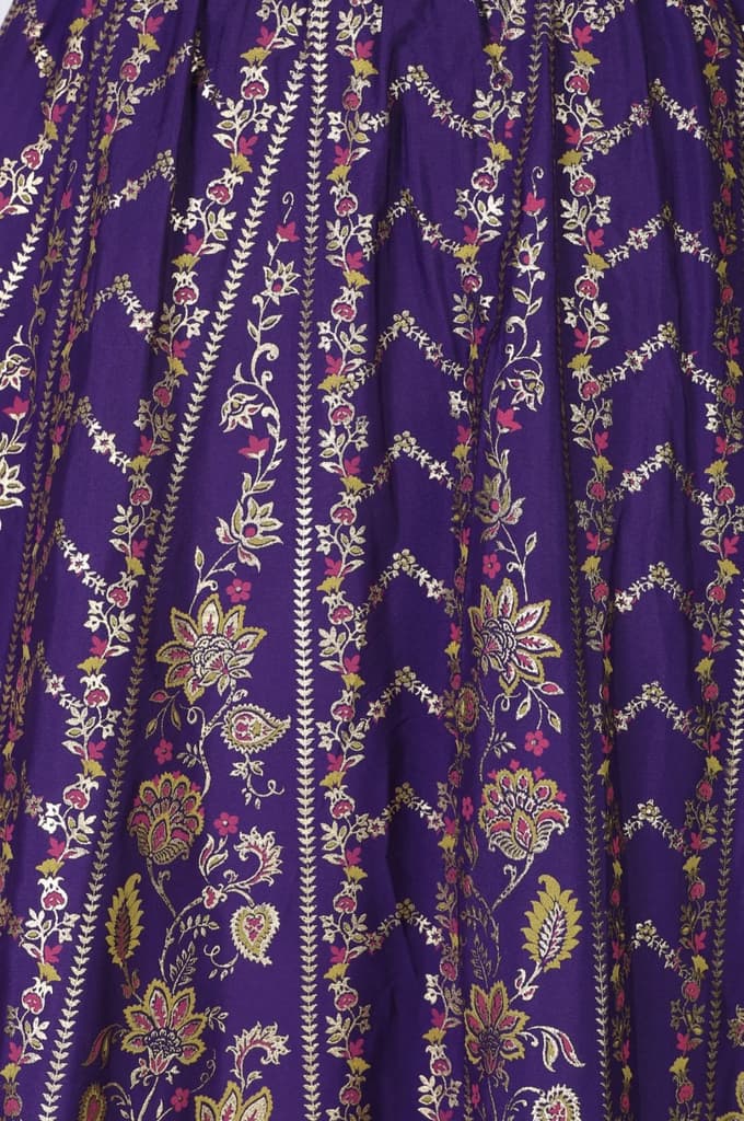 Purple Ethnic Motifs Crepe Wide Leg Ankle Length Skirt — photo 6