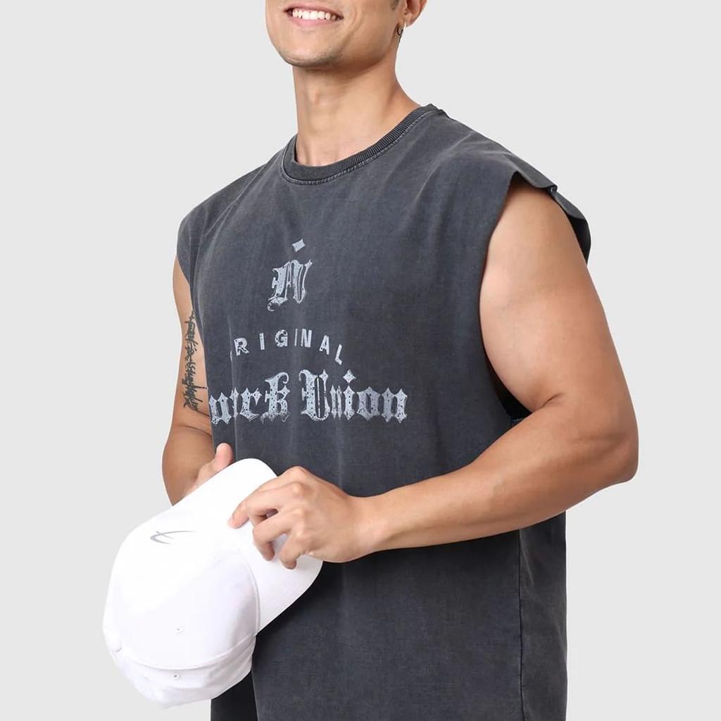 Shadow Washed Capsleeves Tank Dark Grey