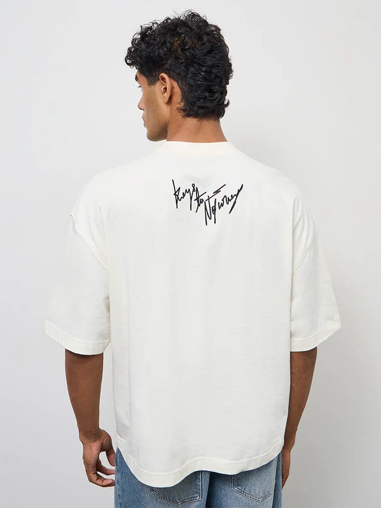 Nuon Off-White Graphic Printed Relaxed-Fit Cotton T-Shirt — photo 4