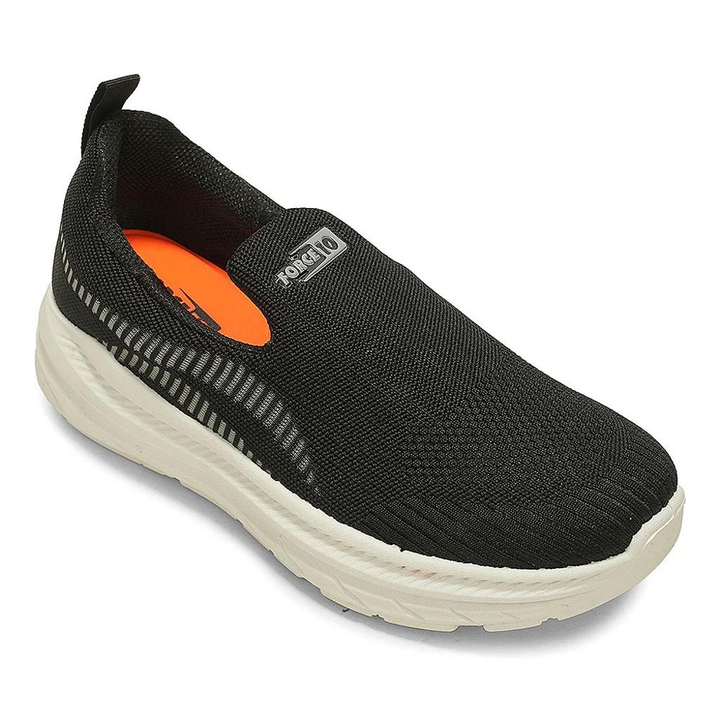 Force 10 RUNSTEP-E Black Sports Non Lacing Walking Shoes For Men By Liberty