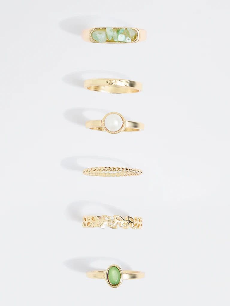 Westside Accessories Gold Multi-Stack Rings - Pack of 6