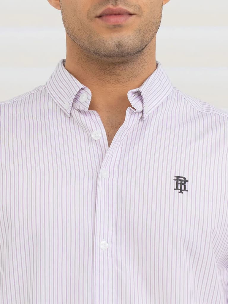 Shirts for Men in Light Purple | Striped Full Sleeve Shirt — photo 6
