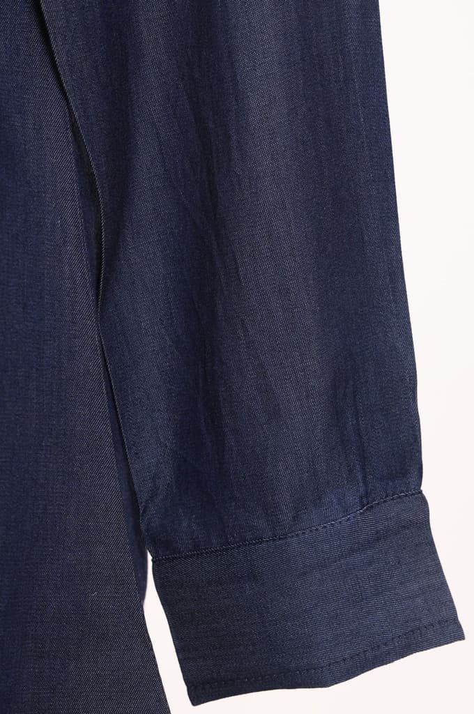Blue Yarn Dyed Embroidered Tencel Straight Tunic — photo 7