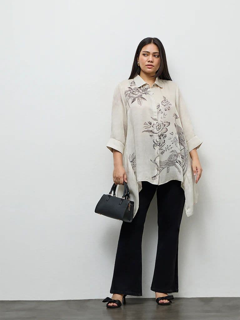 Diza Light Taupe Nature-Inspired Tunic — photo 2