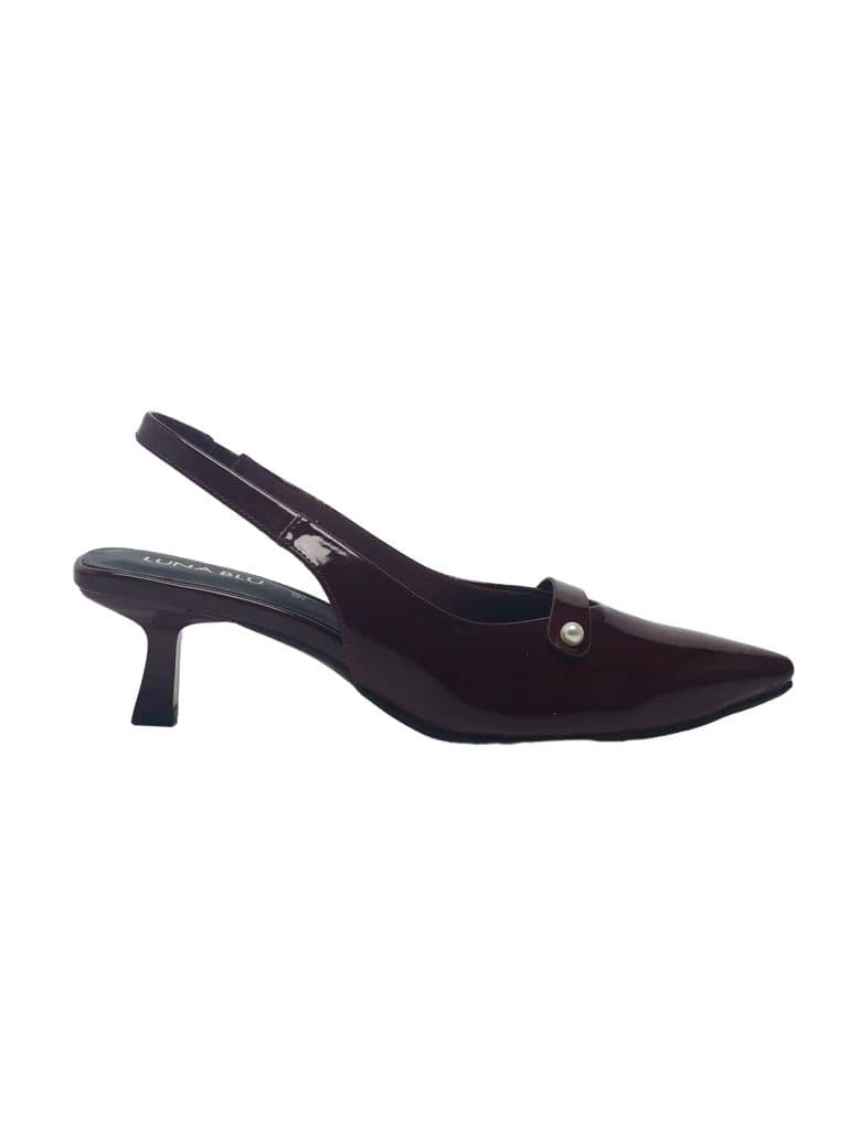 LUNA BLU Burgundy Pearl Embellished Kitten Heel Mules — photo 2