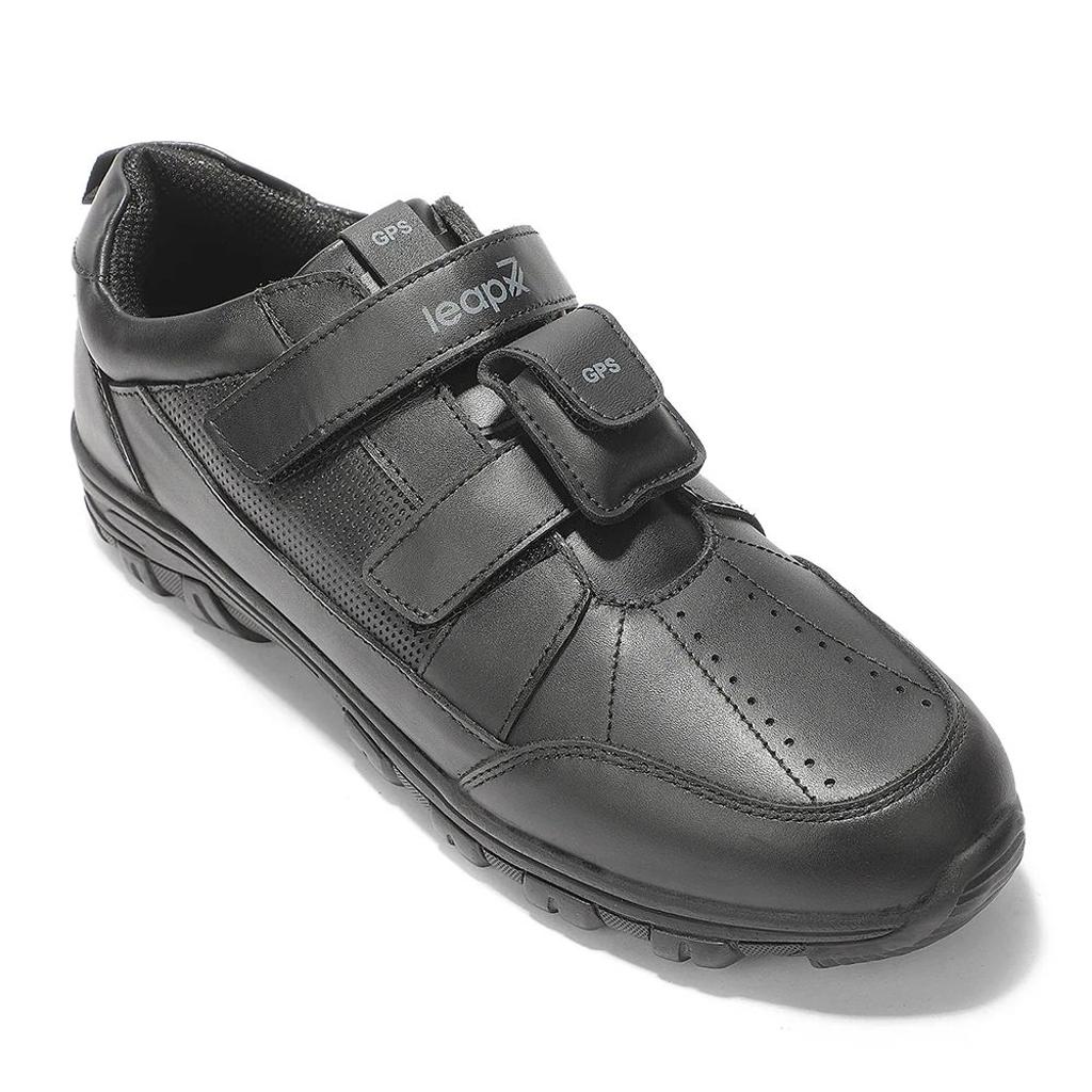 Leap7X SCL-RACEG Kids' Black School Shoes - SCHOOL PROTRACKTER with Built-in GPS Tracker