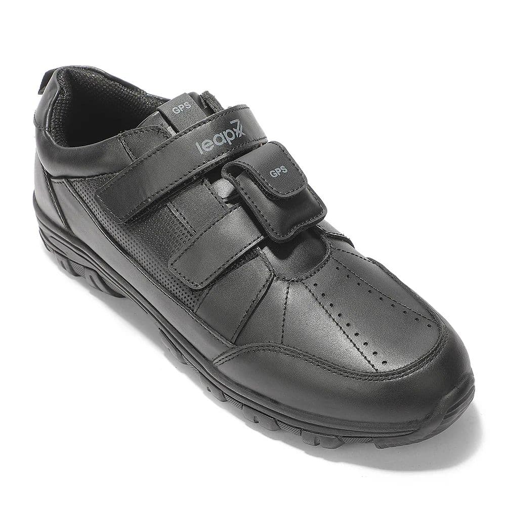 Leap7X SCL-RACEG Kids' Black School Shoes - SCHOOL PROTRACKTER with Built-in GPS Tracker — 09C/27 / Black
