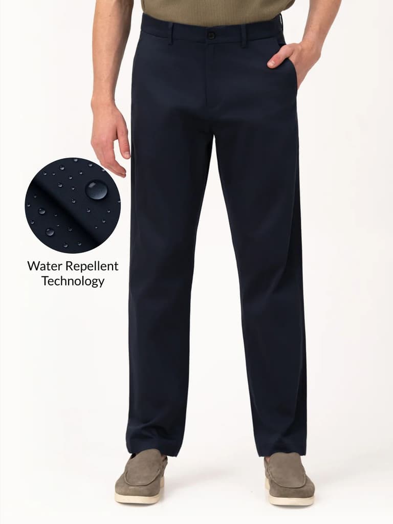 Celestra Navy Relaxed Fit Stretch Chinos for Men — photo 2