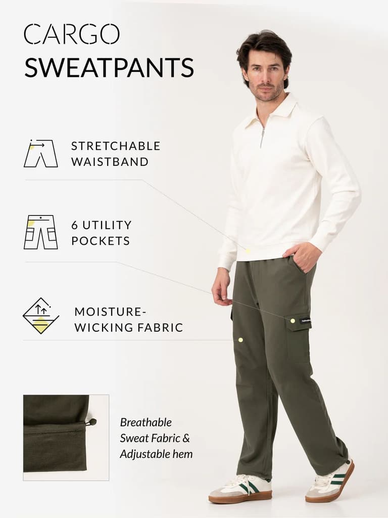 March Olive Relaxed Fit Cargo Sweatpants — photo 2