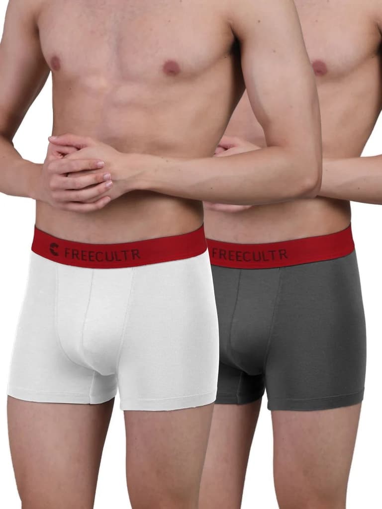 Luxury Limited Edition - Men's Anti-Bacterial Micro Modal Trunk (Pack of 2) — Royal White; Royal Grey / S / Men