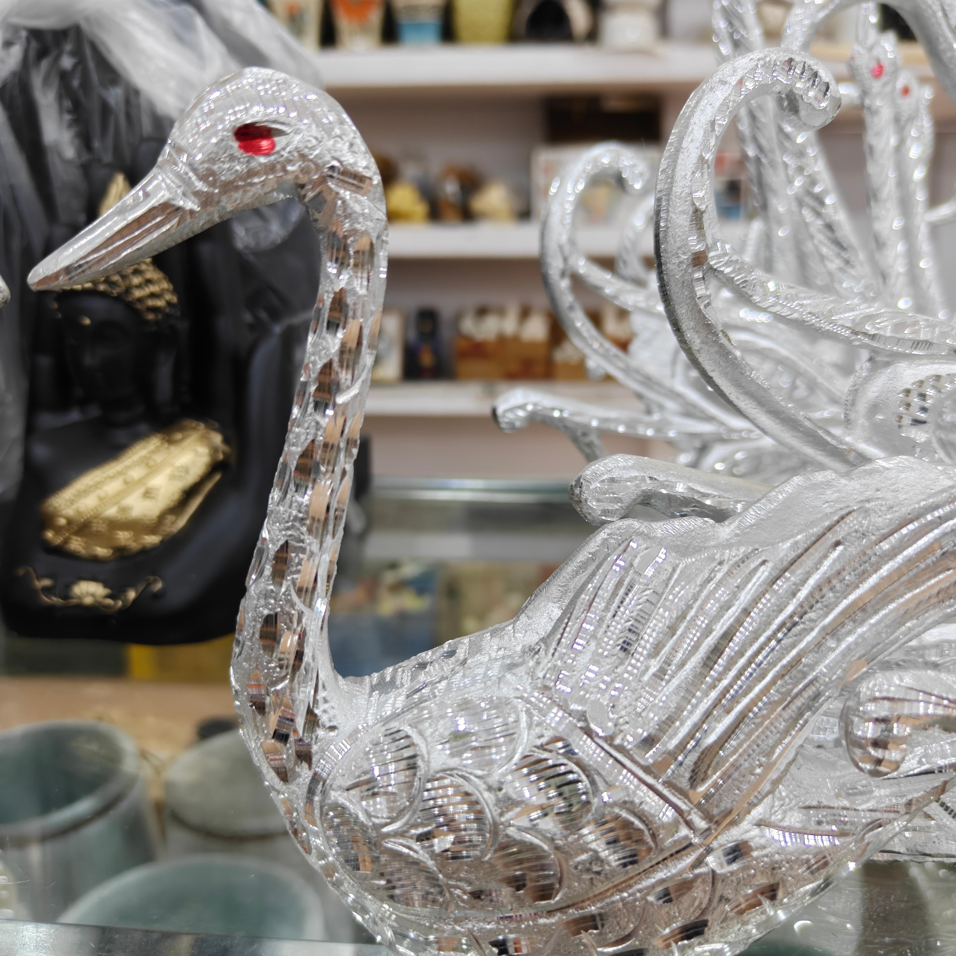 Glass Bird Sculpture | Art Deco | Clear | Silver