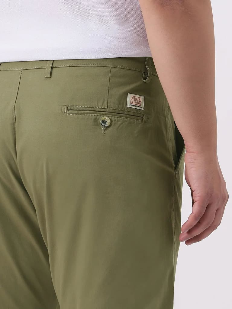 Plus Men's Light Olive Cotton Regular Fit Casual Chinos Trousers Stretch — photo 6