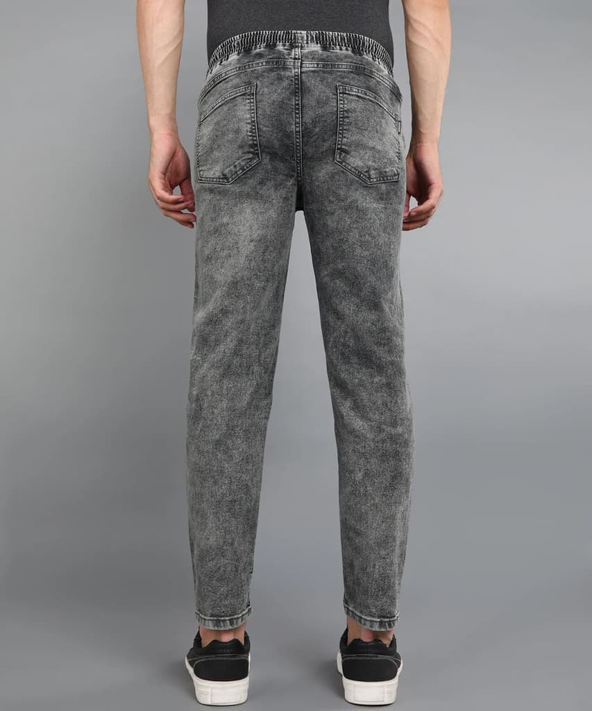 Men's Grey Regular Fit Washed Jogger Jeans Stretchable — photo 4